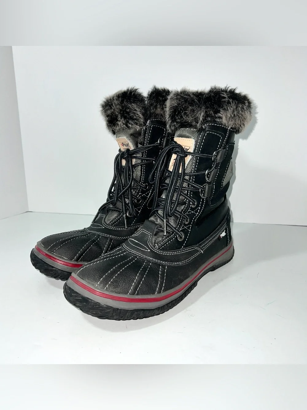 Pajar Canada Waterproof Winter Boots Black Faux Fur Lace Up Women’s 8.5 US / 39